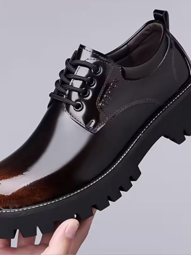 Simple British Style Platform Height-Increasing Men's Shoes Suitable for Weddings, Parties, Formal Wear, and Business Occasions